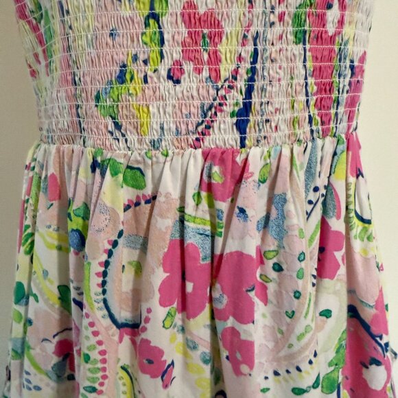 NWT Crown & Ivy Size Medium Smocked Midi Dress Floral Pink Green Sleeveless - Picture 10 of 10